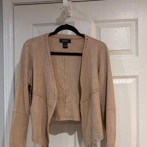 Karen Kane Taupe Open-Front Suede Jacket